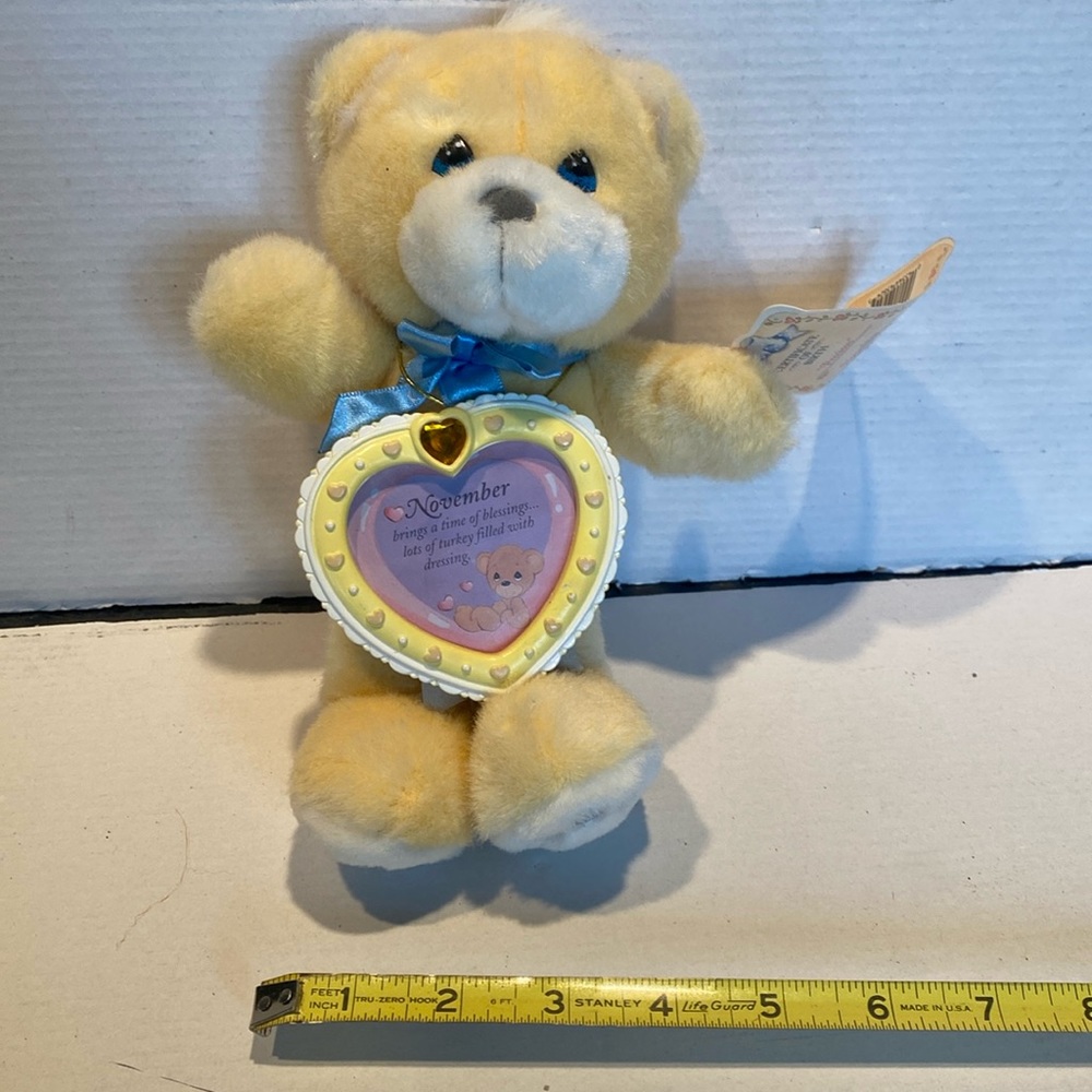 NWT & Vintage 1987 November Birthday Bear with Picture Frame & Topaz Birthstone
